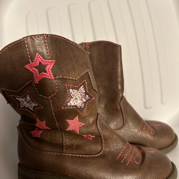 Little Girls size 8 Cowboy Boots, brown /pink - Picture 3 of 5
